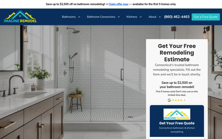 Homepage of a full-service remodeling company site