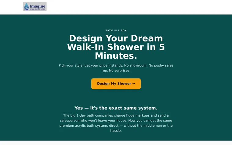 A walk-in shower design and pricing tool